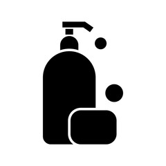 Shampoo bottle and soap icon vector design template flat style isolated on white background