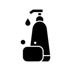 Shampoo bottle and soap icon vector design template flat style isolated on white background