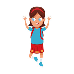 cartoon girl with school backpack, flat design