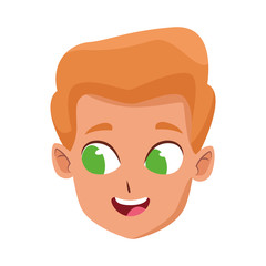 cute happy blondie boy icon, flat design