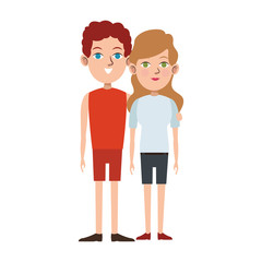 young couple standing icon, flat design