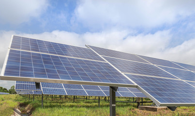 Close up rows array of polycrystalline silicon solar cells or photovoltaics cell in solar plant station convert light energy from the sun into electricity 