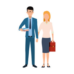 Obraz premium avatar young business couple standing icon, colorful design