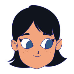 cute woman face icon, flat design