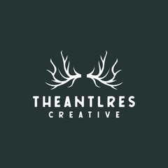 classic deer antlers logo, vector illustration of a combination of deer antlers and roots