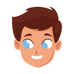 cartoon boy with blue eyes, colorful design