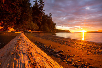 west coast sunset at the beach