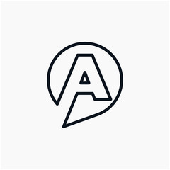 letter A chat with bubble line logo. talk logo vector modern illustration graphic abstract template. minimalist Chat concept Logo Template. Communication icon vector, social media icon - VECTOR