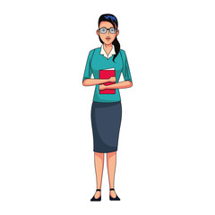 executive woman standing icon, flat design