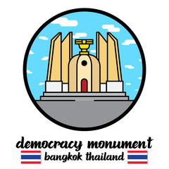 Bangkok, Thailand - 11/23/2019: Urban bangkok Democracy Monument in Thailand vector icon Landmark.