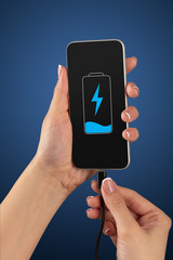 Elegant hand charging cellphone with low battery