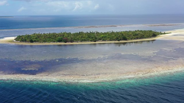 The idyllic, tropical island of Koon, in the Ceram Sea, is surrounded by a large, seagrass-covered reef flat. The dramatic reefs around this remote island are full of schooling fish and corals.