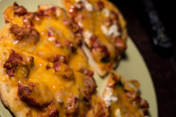 Pizza with mushrooms and cheese