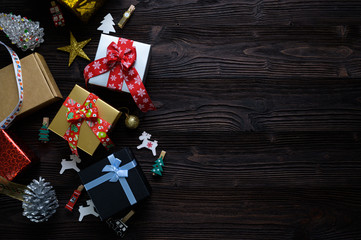 Fototapeta na wymiar Christmas background with gift boxes