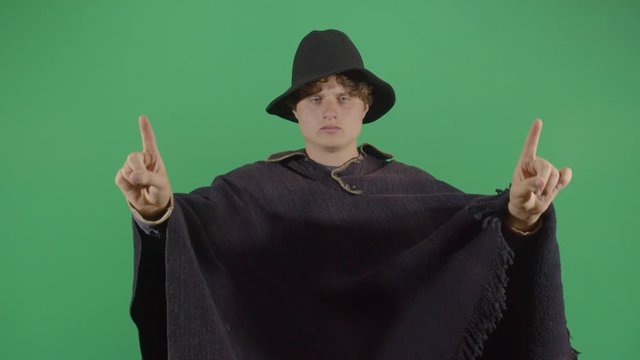 Adult Man Magician Making Square Appear
