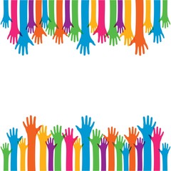 Hand symbol community care logo vector illustration