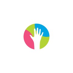 Hand symbol community care logo vector icon illustration