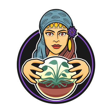 Vector illustration of a gypsy woman