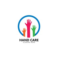 Hand symbol community care logo vector icon illustration