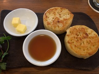 Two Crumpets with Butter and Honey