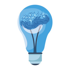 light bulb with brain icon, flat design
