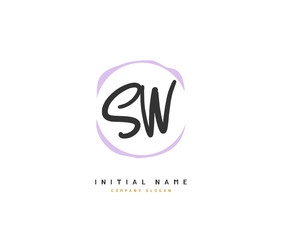 S W SW Beauty vector initial logo, handwriting logo of initial signature, wedding, fashion, jewerly, boutique, floral and botanical with creative template for any company or business.