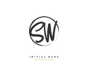 S W SW Beauty vector initial logo, handwriting logo of initial signature, wedding, fashion, jewerly, boutique, floral and botanical with creative template for any company or business.