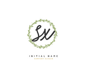 S X SX Beauty vector initial logo, handwriting logo of initial signature, wedding, fashion, jewerly, boutique, floral and botanical with creative template for any company or business.