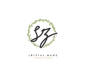 S Z SZ Beauty vector initial logo, handwriting logo of initial signature, wedding, fashion, jewerly, boutique, floral and botanical with creative template for any company or business.