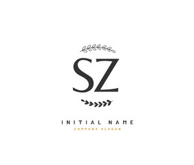 S Z SZ Beauty vector initial logo, handwriting logo of initial signature, wedding, fashion, jewerly, boutique, floral and botanical with creative template for any company or business.
