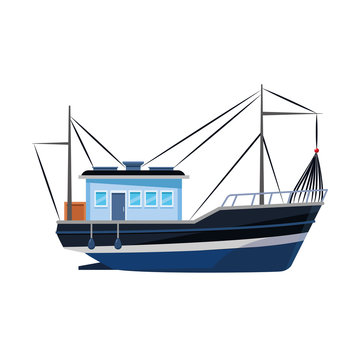 fishing boat icon image, flat design