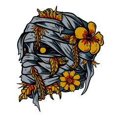 skull flower halloween tshirt design template