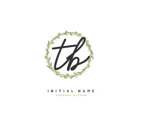 T B TB Beauty vector initial logo, handwriting logo of initial signature, wedding, fashion, jewerly, boutique, floral and botanical with creative template for any company or business.