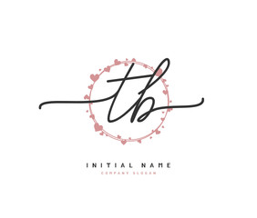 T B TB Beauty vector initial logo, handwriting logo of initial signature, wedding, fashion, jewerly, boutique, floral and botanical with creative template for any company or business.