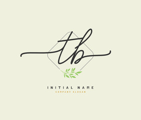 T B TB Beauty vector initial logo, handwriting logo of initial signature, wedding, fashion, jewerly, boutique, floral and botanical with creative template for any company or business.