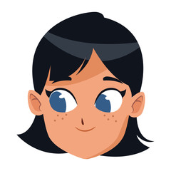 cute woman face icon, flat design
