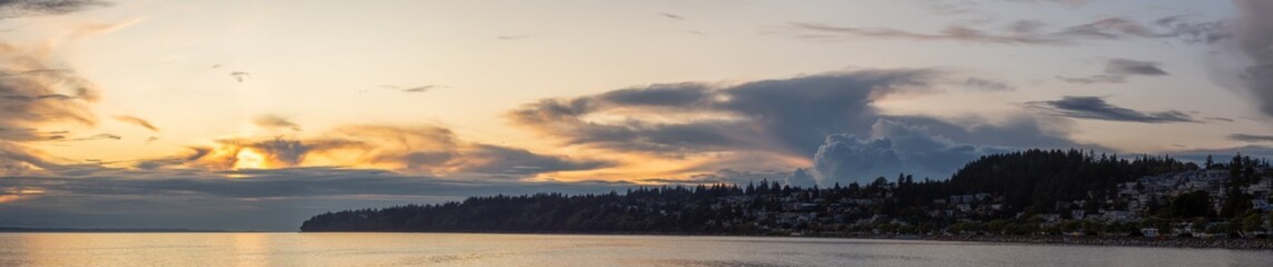 White Rock, British Columbia, Canada. Beautiful Panoramic View of Residential Homes on the Ocean...