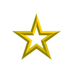 Gold star icon. 3d star logo.