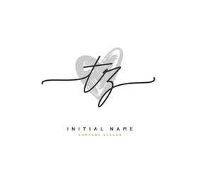 T Z TZ  Beauty vector initial logo, handwriting logo of initial signature, wedding, fashion, jewerly, boutique, floral and botanical with creative template for any company or business.