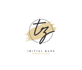 T Z TZ  Beauty vector initial logo, handwriting logo of initial signature, wedding, fashion, jewerly, boutique, floral and botanical with creative template for any company or business.
