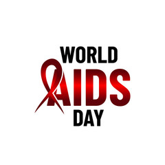 World AIDS Day. Holding hands with Red ribbon. Aids Awareness icon design for poster, banner, t-shirt. Vector illustration isolated on white background.