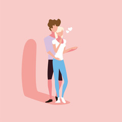 couple of people in love, man and woman embracing each other affectionately