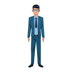 cartoon young businessman icon, flat design
