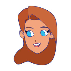 cartoon woman face icon, flat design