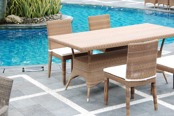 Artistic Ethnic Classy Modern Elegant Luxury Indoor Home Interiors and Outdoor Garden Park Furniture Table Chair Cabinet Accessories from Rattan Plastic Wicker or Wooden Materials for Hotel and House 