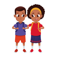 afro kids wearing casual clothes, flat design