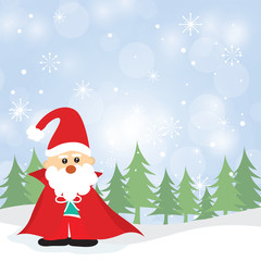 Vector Cute Christmas characters of santa claus winter snowy.