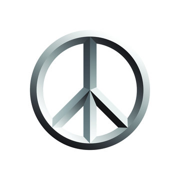 Peace metal badge. metalic iron peace logo. peace chrome medal. peace logo