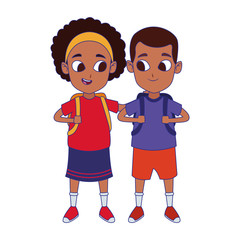 afro kids wearing casual clothes, flat design