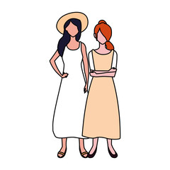 women faceless standing with different poses